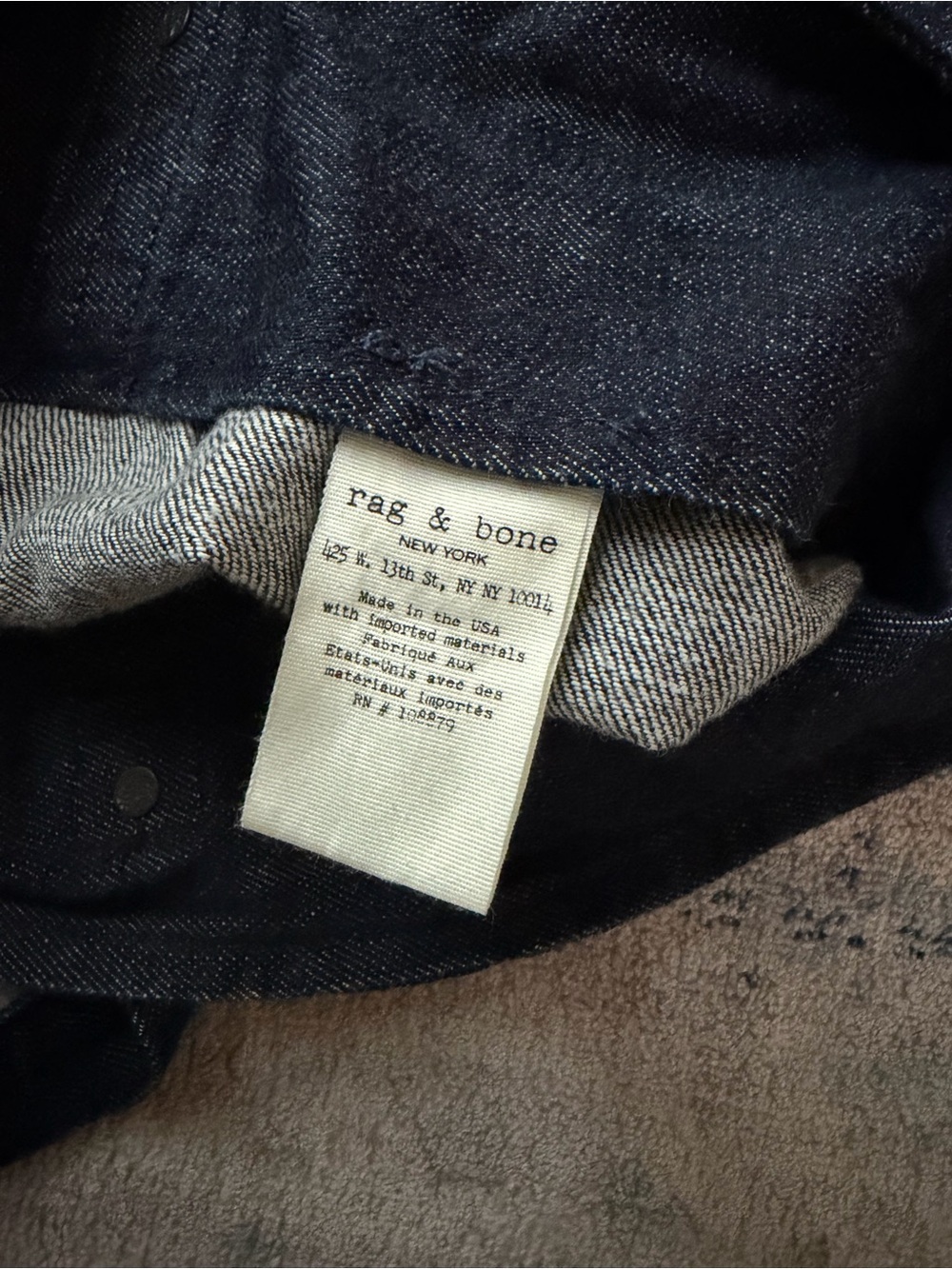 RAG & BONE INDIGO DENIM BLUE JEAN SHOPPER TOTE BAG 16” x 18” x 3” - Picture 4 of 6
